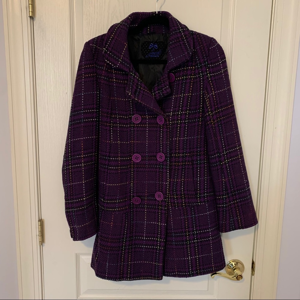 Jack BB Dakota Purple Plaid Coat Button